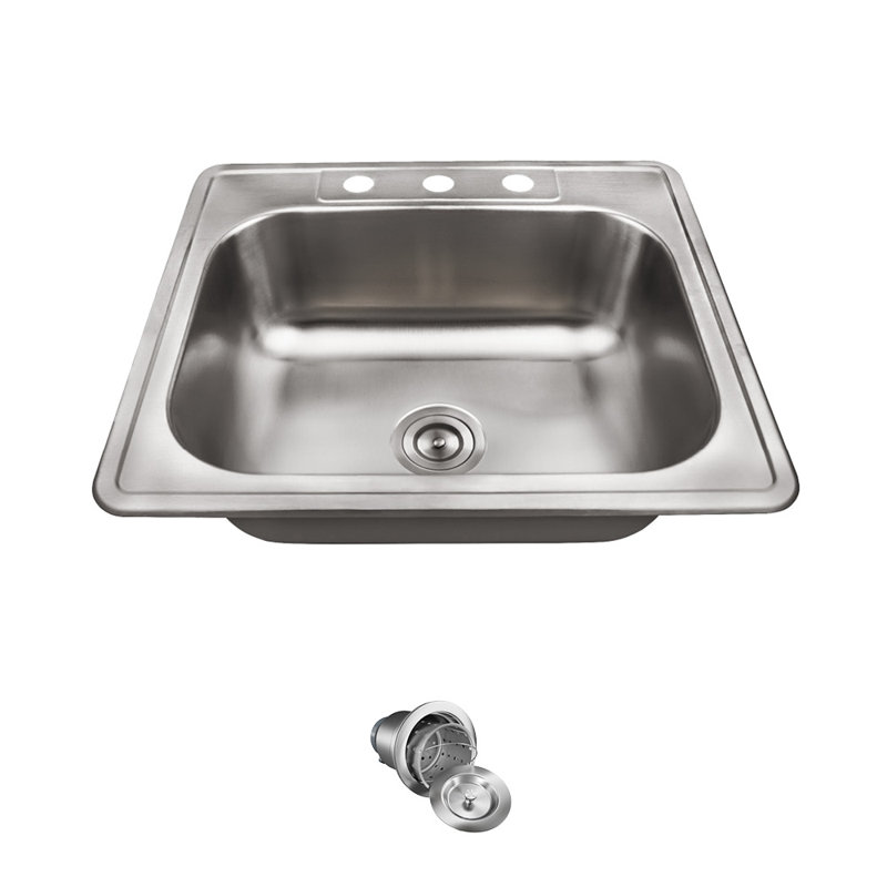 MRDirect Stainless Steel 25" x 22" DropIn Kitchen Sink With Additional